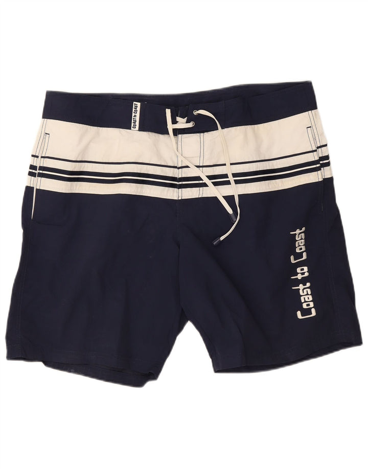 Pantaloncini da bagno grafici da uomo Coast XL in poliammide color block blu navy