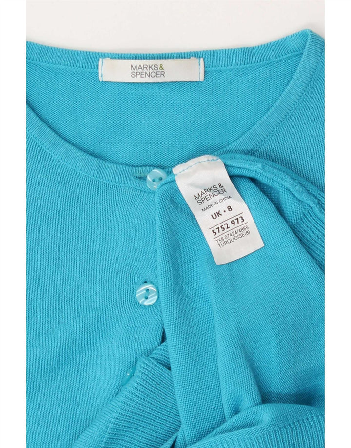 Maglione cardigan da donna Marks & Spencer UK 8 piccolo acrilico turchese