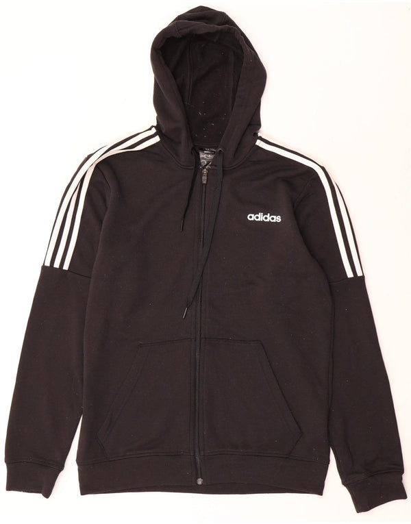 Maglione con cappuccio e zip Adidas Climalite da uomo in poliestere nero medio