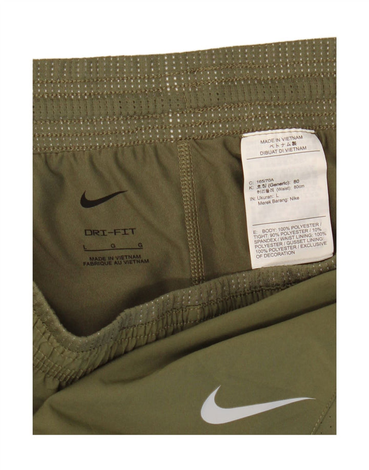 Pantaloncini sportivi Nike da donna Dri Fit UK 14 Large in poliestere kaki