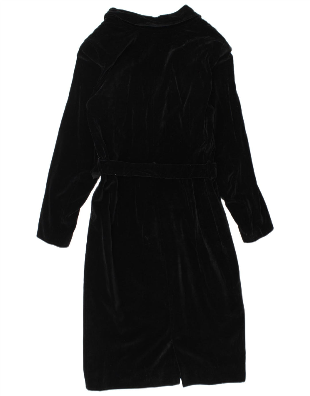 Abito tubino in velluto a maniche lunghe da donna vintage UK 12 medio nero