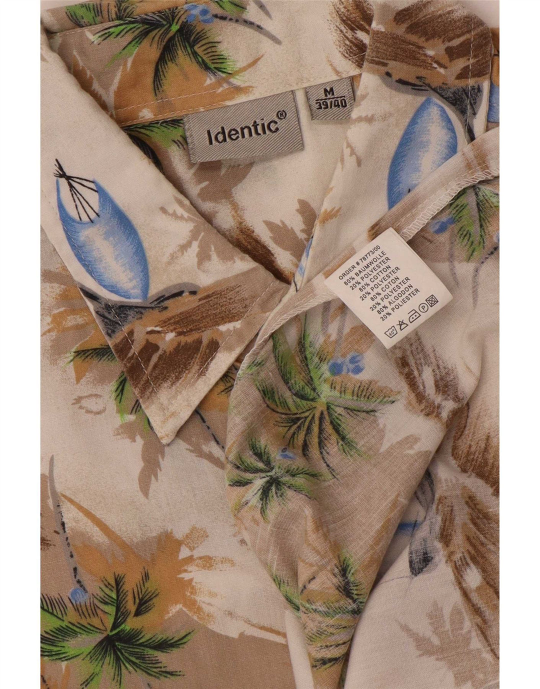 Camicia hawaiana a maniche corte da uomo identica taglia 39/40 in cotone beige medio