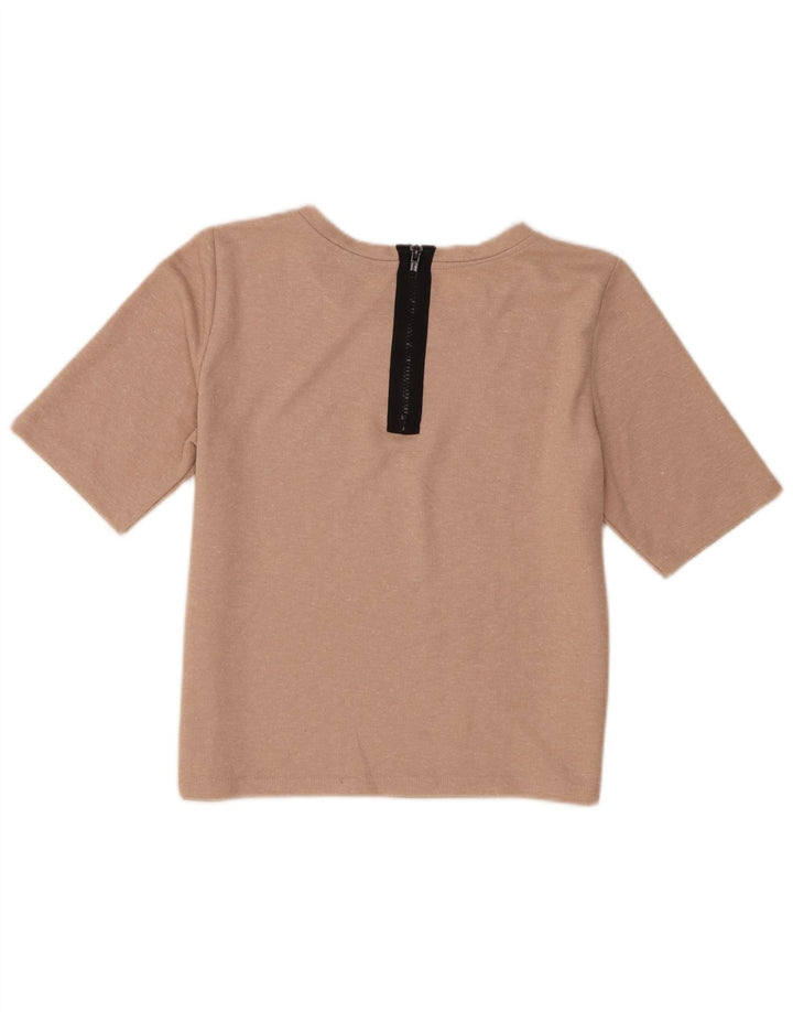 Topshop T-shirt corta da donna Top UK 10 piccola poliestere beige