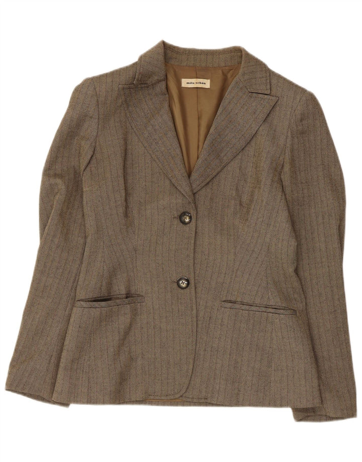 Giacca blazer a 2 bottoni da donna Mila Schon IT 42 media kaki a spina di pesce