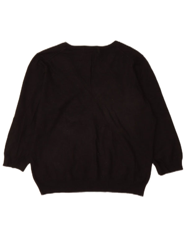 Maglione da donna Marks & Spencer con maniche a 3/4 e scollo a V UK 18 XL Nero