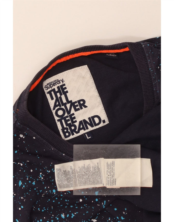T-shirt da uomo Superdry Top grande in cotone maculato blu navy