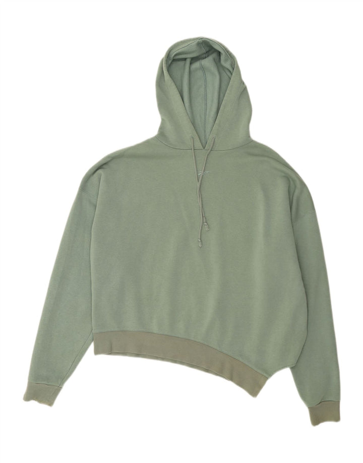 Maglione con cappuccio asimmetrico corto Reebok da donna UK 12/14 Cotone verde medio
