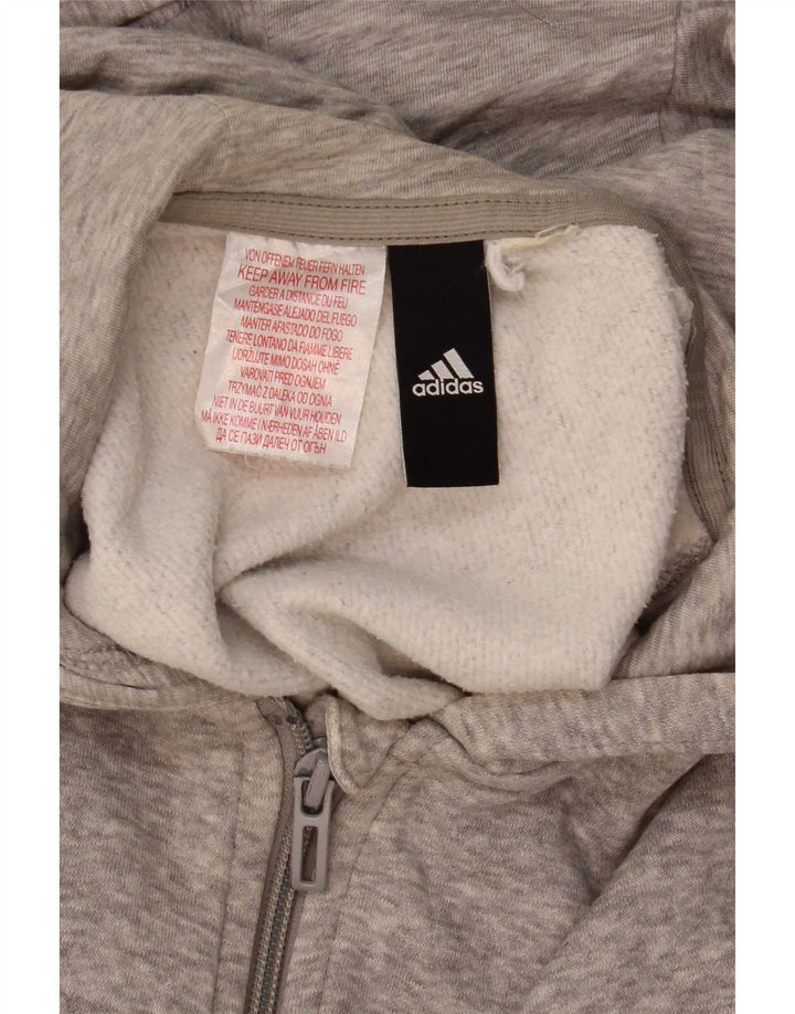 Maglione con cappuccio e zip Adidas da uomo grigio medio chiazzato