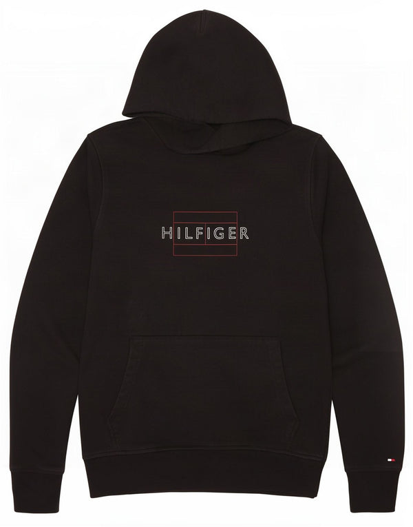 Maglione con cappuccio grafico da uomo Tommy Hilfiger piccolo in cotone nero