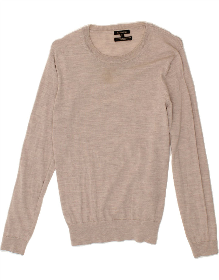 MASSIMO DUTTI Womens Boat Neck Jumper Sweater UK 12 Medium Beige Vintage Massimo Dutti and Second-Hand Massimo Dutti from Messina Hembry 