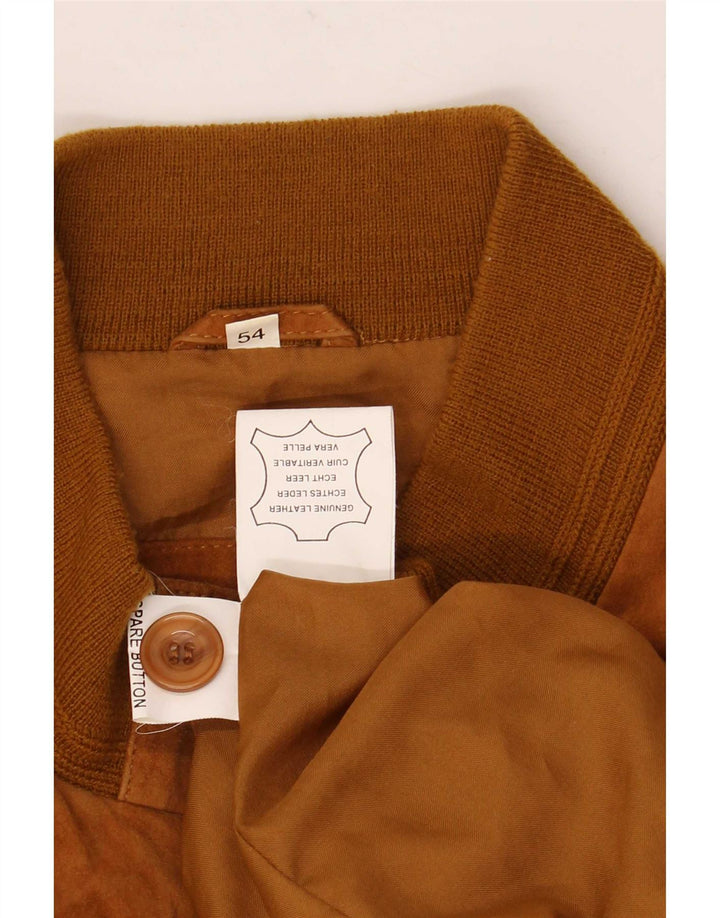 Giubbotto bomber vintage in pelle scamosciata da uomo IT 54 2XL in pelle marrone