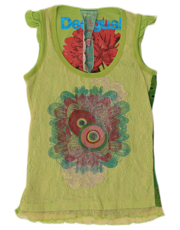 Desigual Gilet grafico da donna Top UK 12 Cotone geometrico verde medio