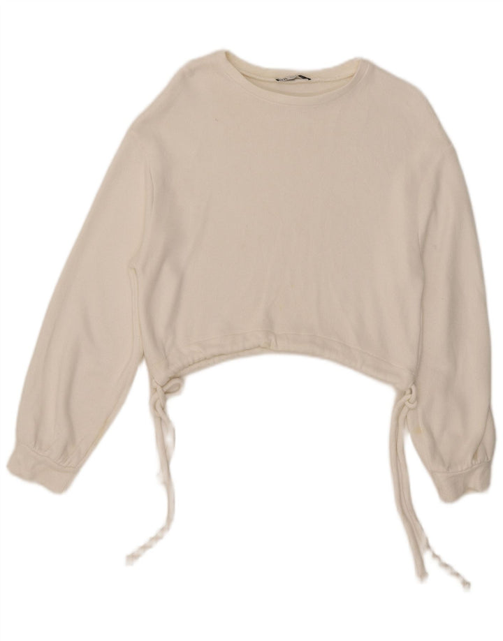 Felpa corta da donna Zara UK 10 piccola bianca