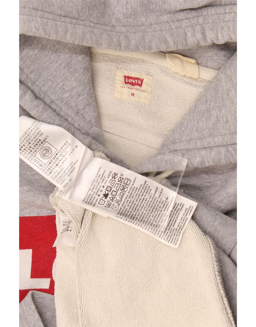 Maglione con cappuccio grafico da uomo Levi's in cotone chiazzato grigio medio