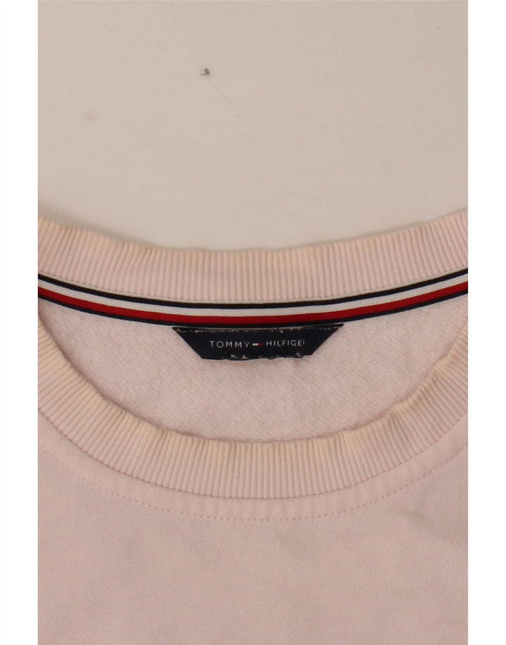TOMMY HILFIGER Womens Graphic Sweatshirt Jumper UK 16 Large Pink Vintage Tommy Hilfiger and Second-Hand Tommy Hilfiger from Messina Hembry 