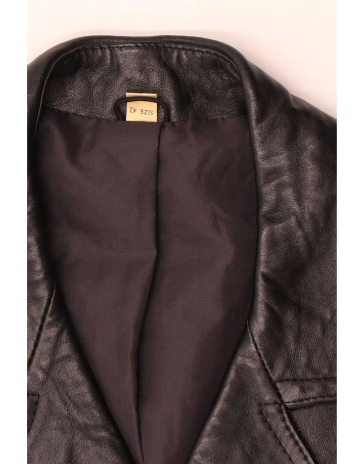 Cappotto in pelle vintage da donna IT 42 medio nero