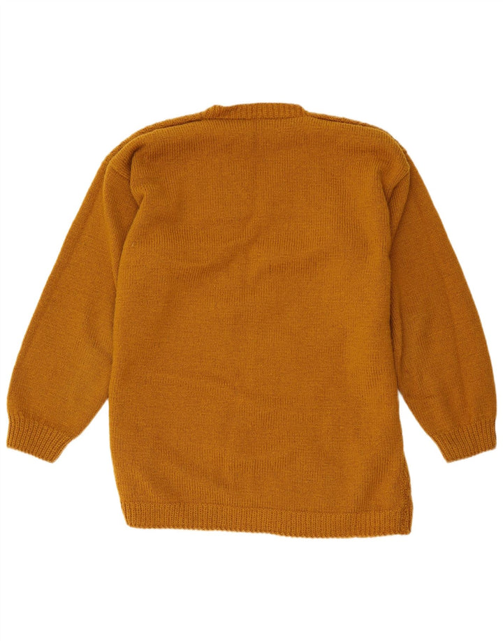 Maglione vintage da uomo con scollo a V XL Beige geometrico