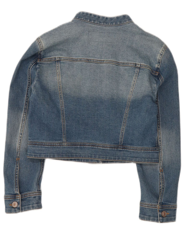 Giacca in denim corto da donna BENETTON UK 10 piccolo cotone blu