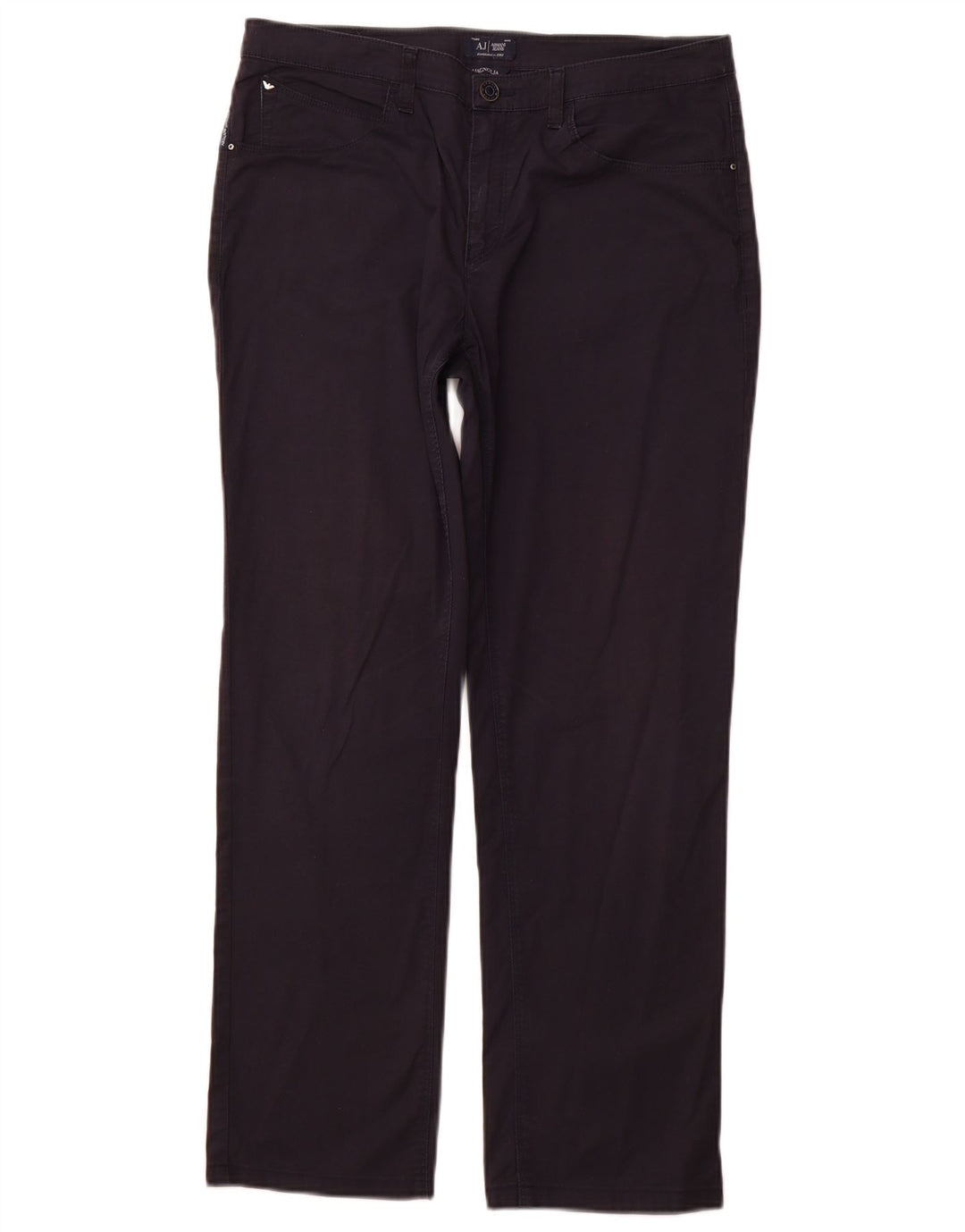 Pantaloni casual dritti Magnolia da donna ARMANI W31 L28 cotone blu navy
