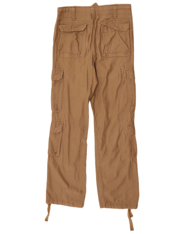 Pantaloni cargo dritti da uomo vintage piccoli W29 L32 in cotone marrone