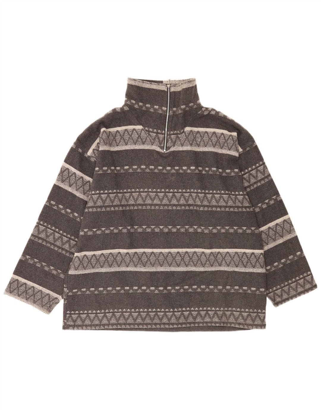 Felpa oversize da uomo con zip e collo Avanti, grigio medio geometrico
