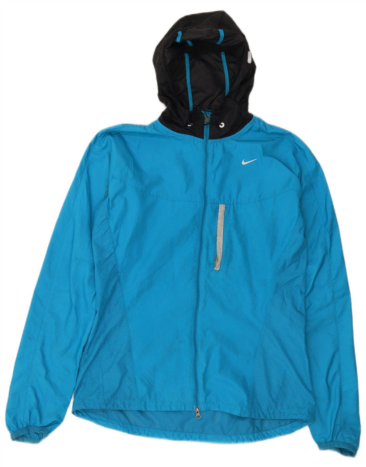 Giacca da ginnastica con cappuccio da donna Nike UK 14 blu medio