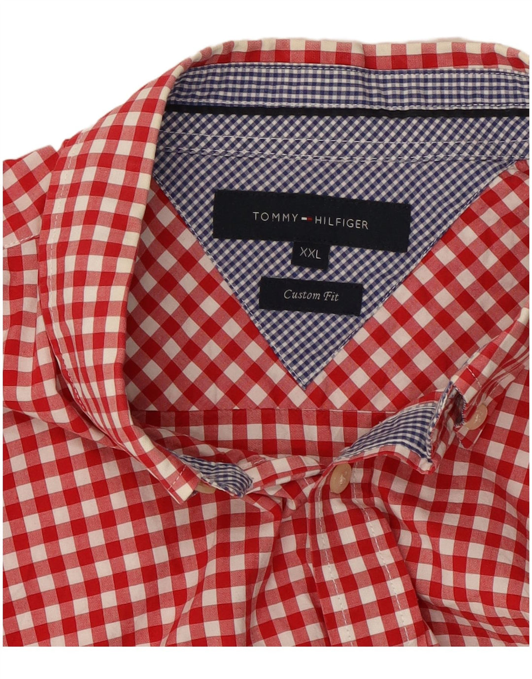 TOMMY HILFIGER Camicia a maniche corte personalizzata da uomo 2XL in cotone a quadretti rosso