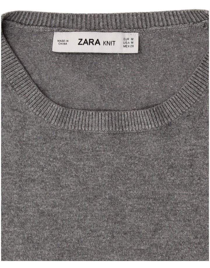 Maglione maglione girocollo da donna Zara UK 12 Grigio medio