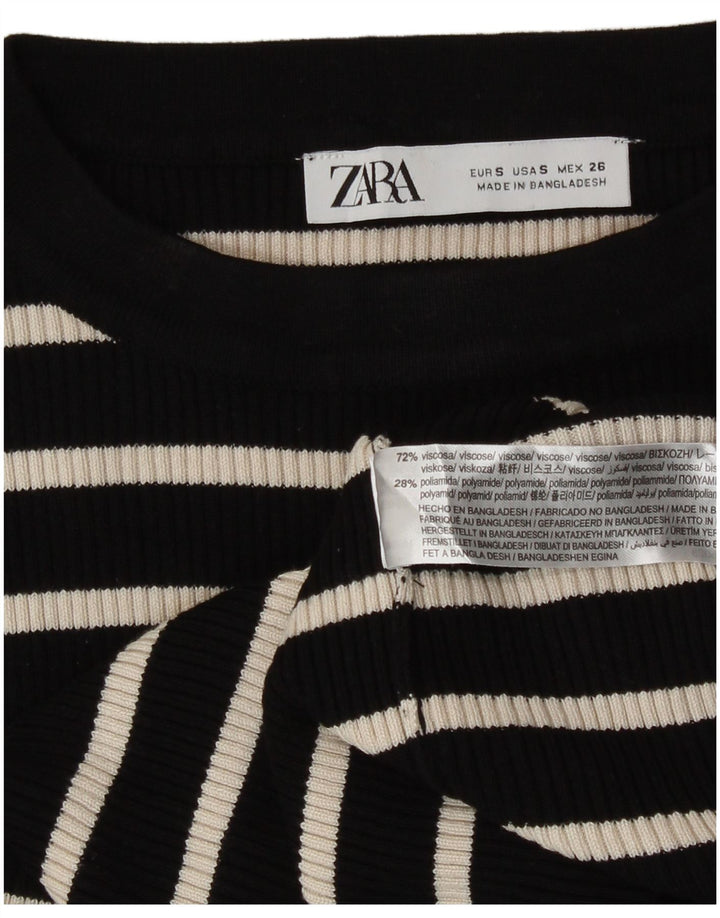Top Zara da donna a maniche lunghe UK 10 Small in viscosa a righe nere