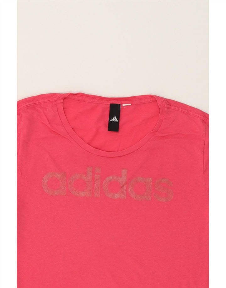 ADIDAS Womens Graphic T-Shirt Top UK 12 Medium Pink Vintage Adidas and Second-Hand Adidas from Messina Hembry 