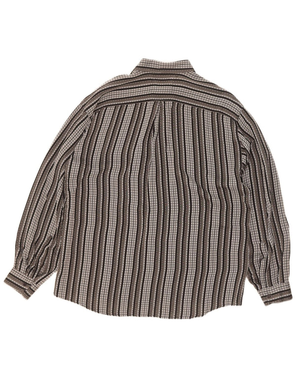 Camicia vintage da uomo in acetato a righe grandi grigie