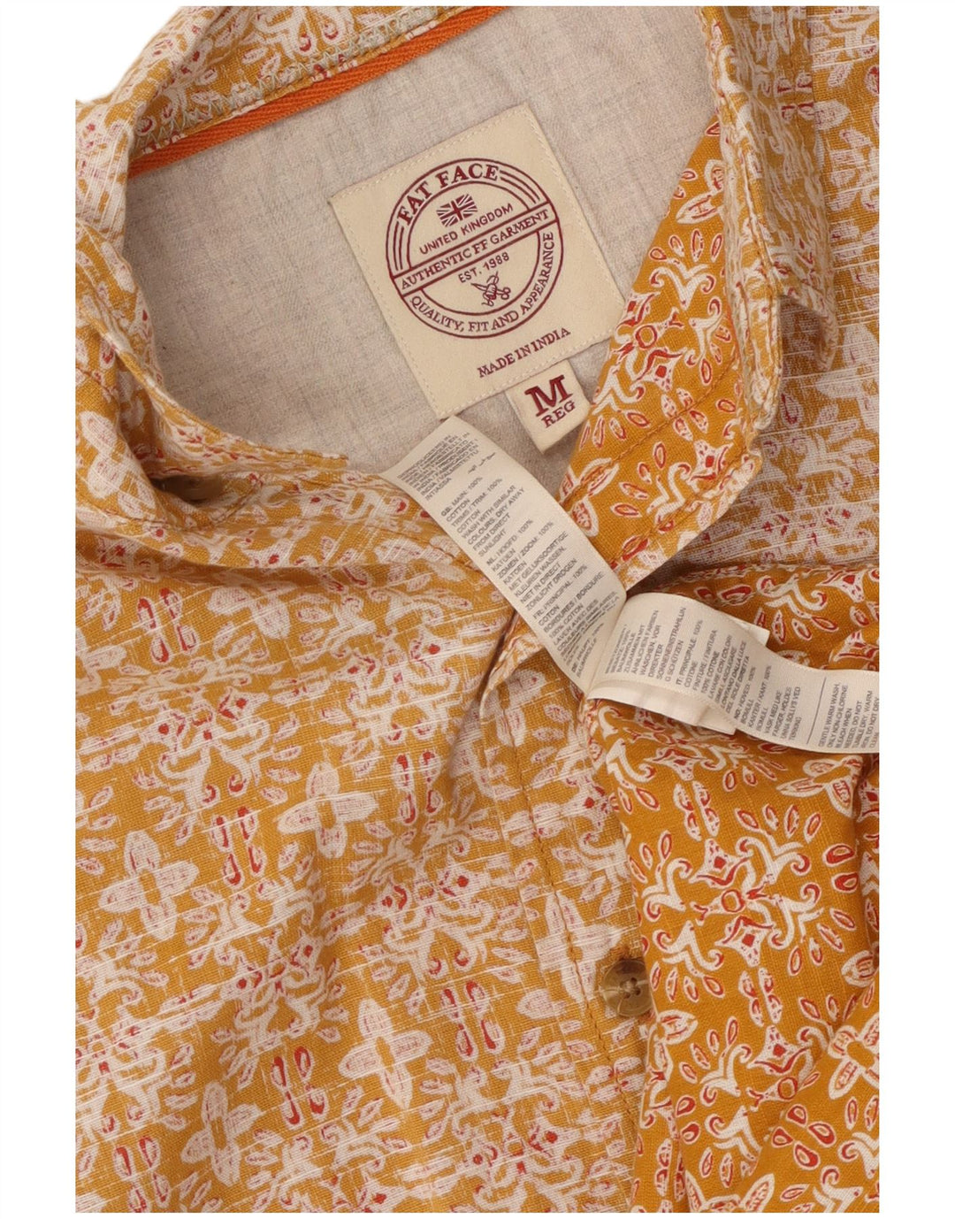 Camicia a maniche corte da uomo Fat Face Cotone floreale arancione medio