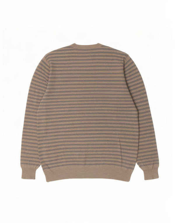 Maglione da uomo Marks & Spencer con scollo a V blu Harbour, a righe beige grandi