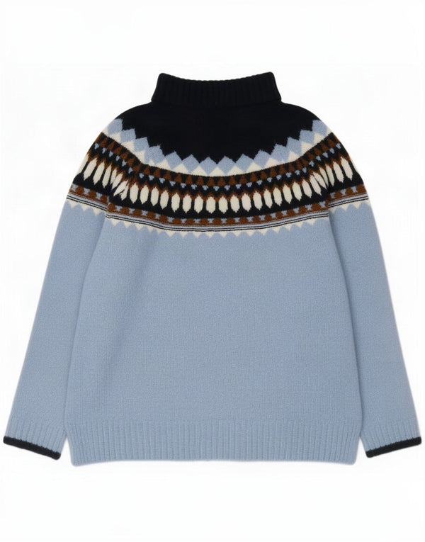 Maglione maglione a collo alto da donna Marks & Spencer UK 14 Blu medio geometrico