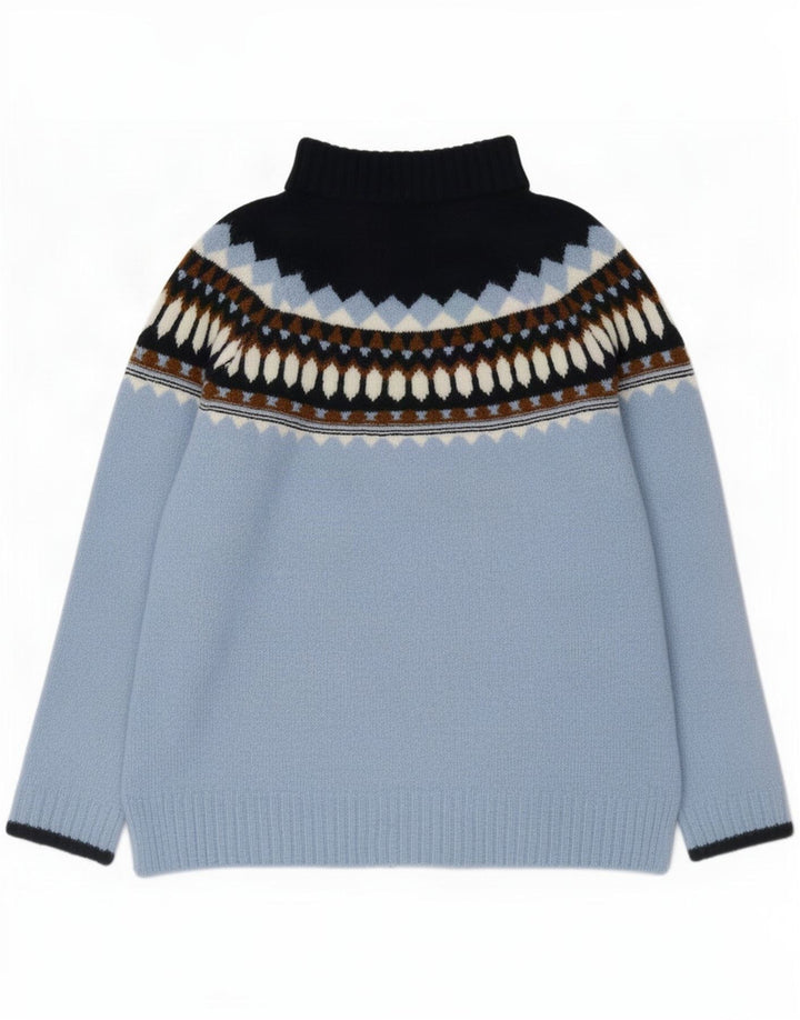 Maglione maglione a collo alto da donna Marks & Spencer UK 14 Blu medio geometrico