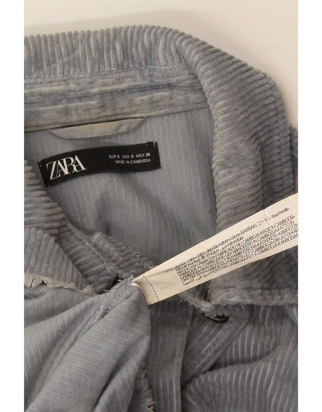 Giacca da donna oversize in velluto a coste Zara UK 10 piccola in cotone blu