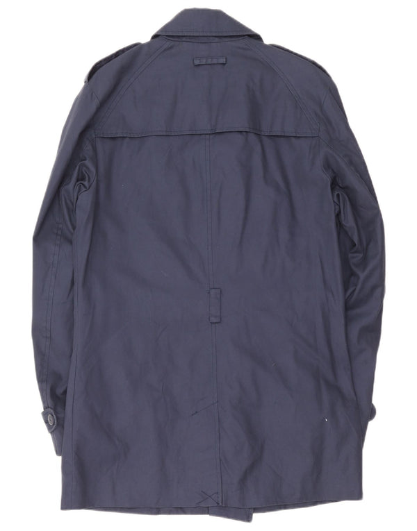 Trench da uomo Zara UK 40 grande in cotone blu navy