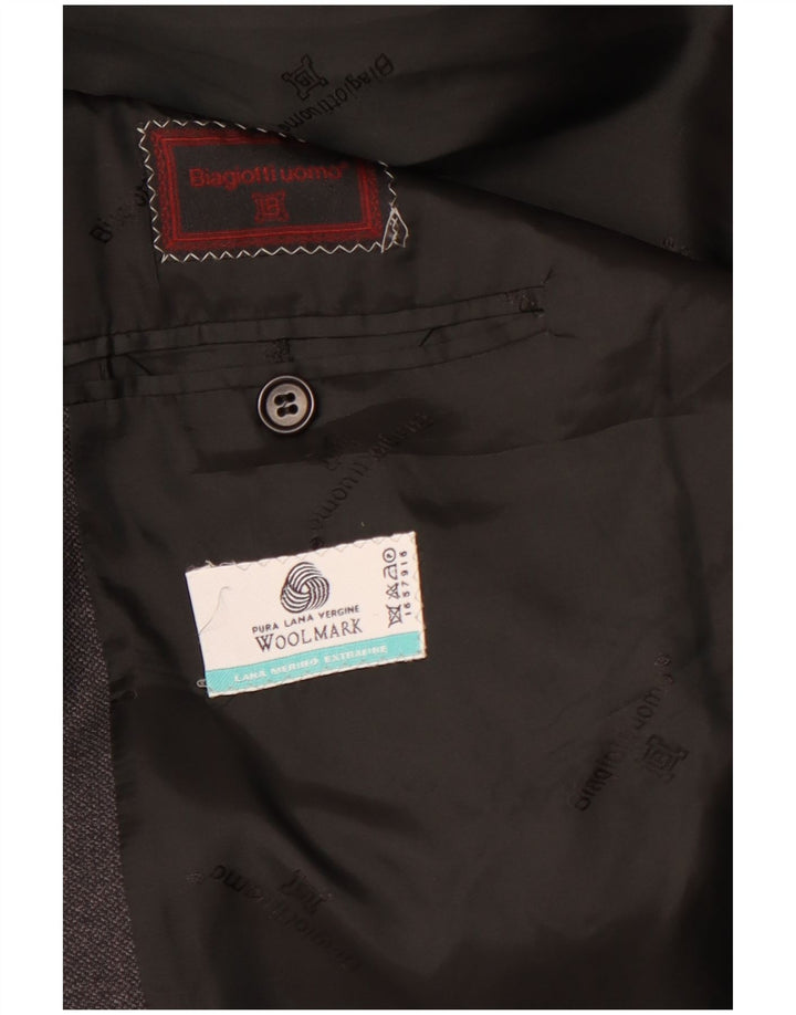 BIAGIOTTI Giacca blazer da uomo a 3 bottoni UK 40 grande lana merino grigia