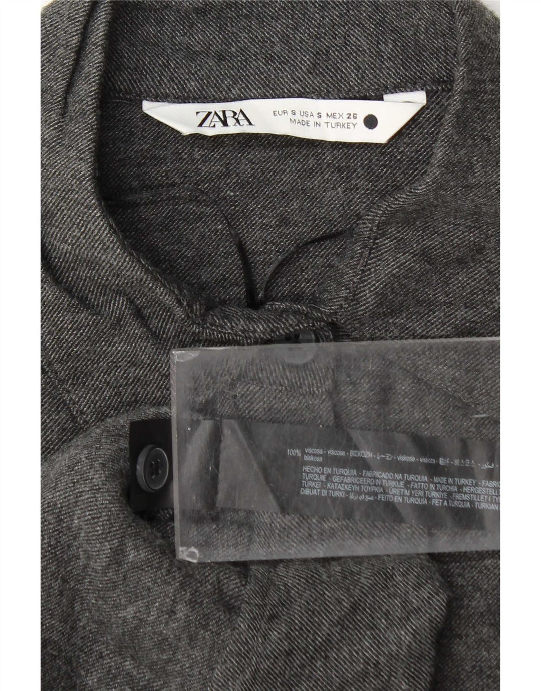 Abito chemisier oversize da donna Zara UK 10 piccolo in viscosa grigia