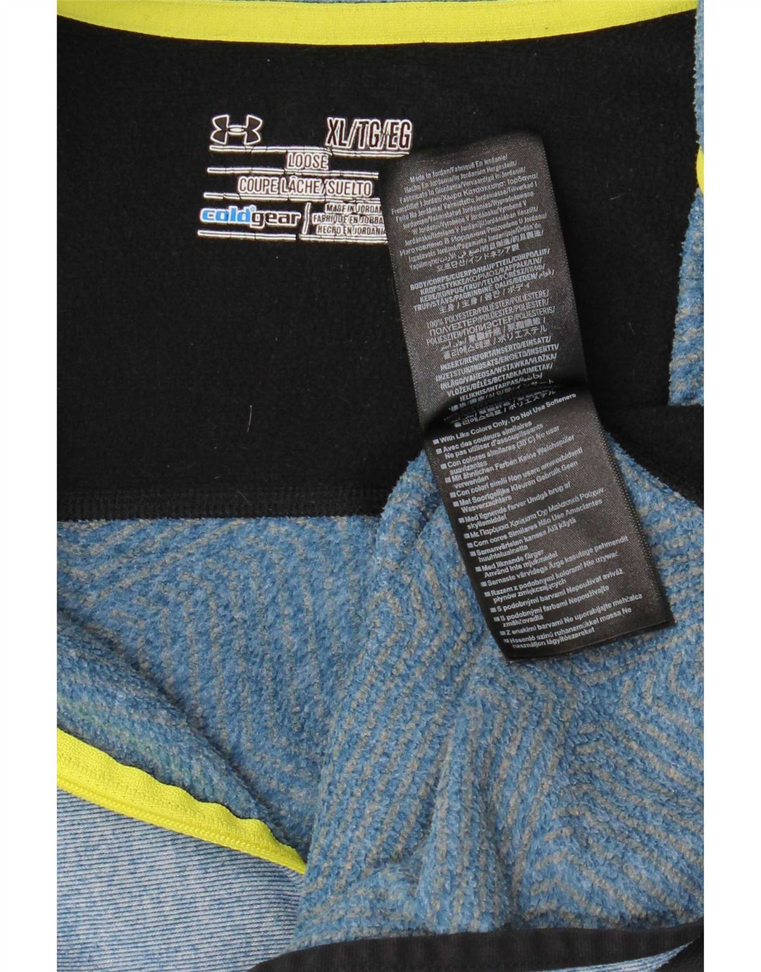 Felpa da uomo Under Armour con collo con zip, maglione XL, poliestere color block blu