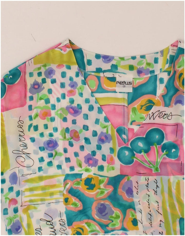 VINTAGE Womens Graphic Blouse Top UK 14 Large Multicoloured Patchwork Vintage Vintage and Second-Hand Vintage from Messina Hembry 