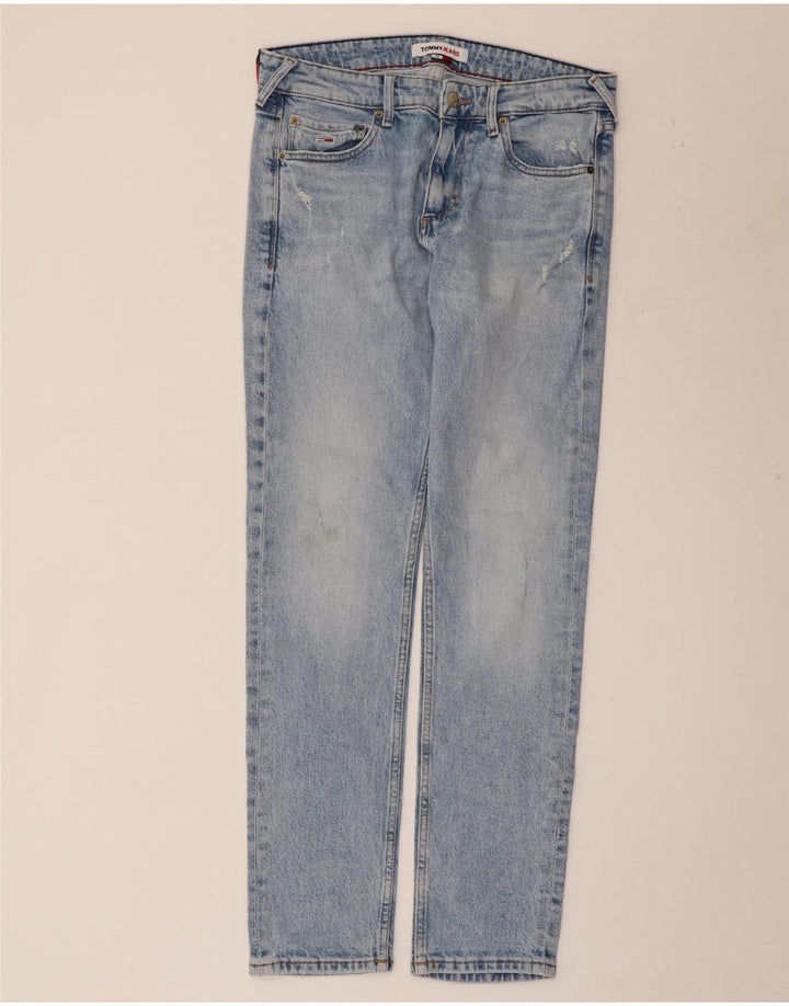TOMMY HILFIGER Jeans slim effetto consumato da uomo W30 L32 cotone blu