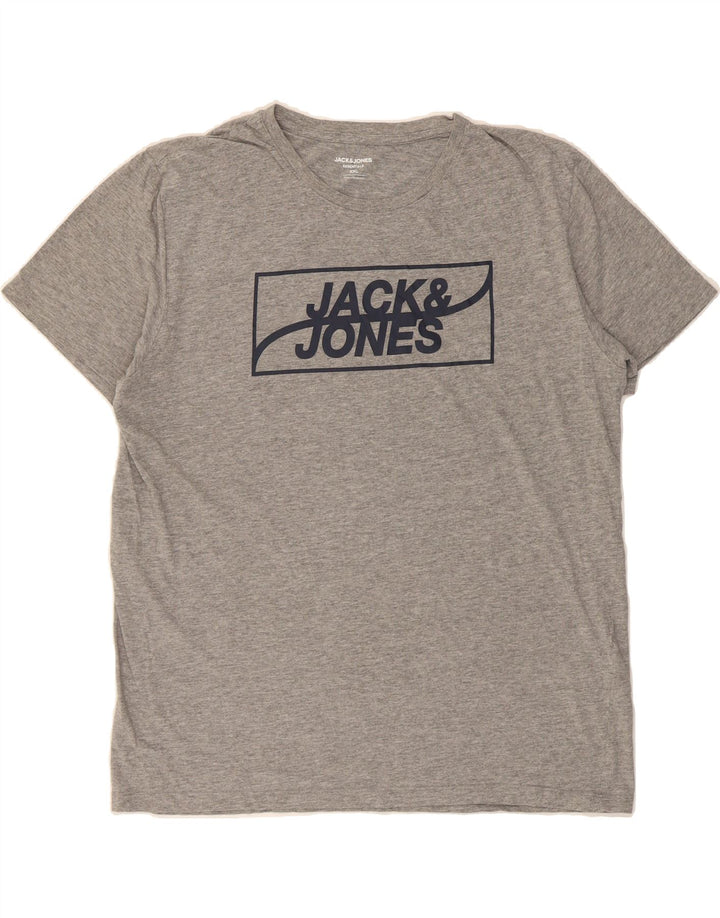 JACK & JONES Mens Graphic T-Shirt Top 2XL Grey Cotton Vintage Jack & Jones and Second-Hand Jack & Jones from Messina Hembry 