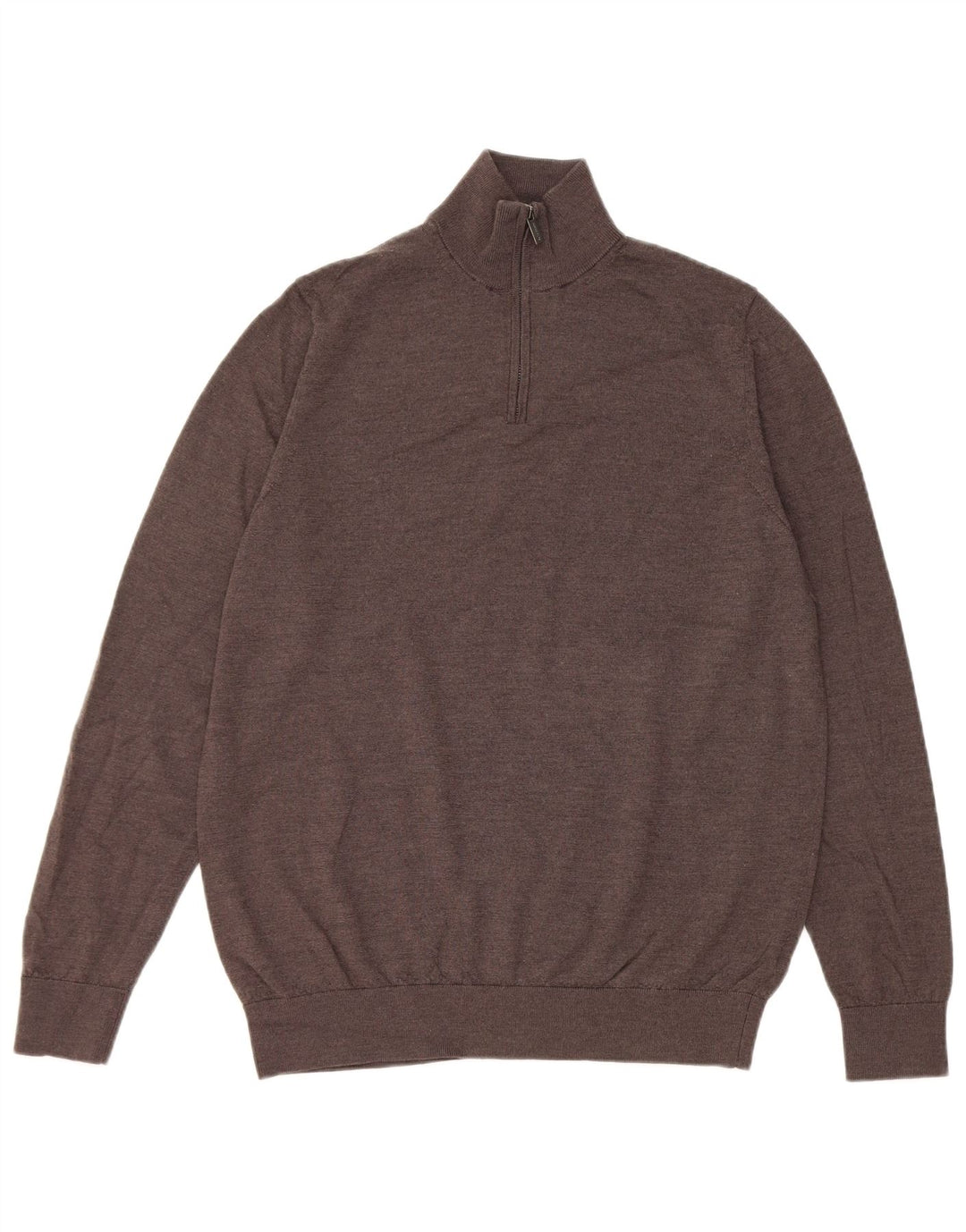 Marks & Spencer Maglione da uomo con collo con zip autografo grande marrone