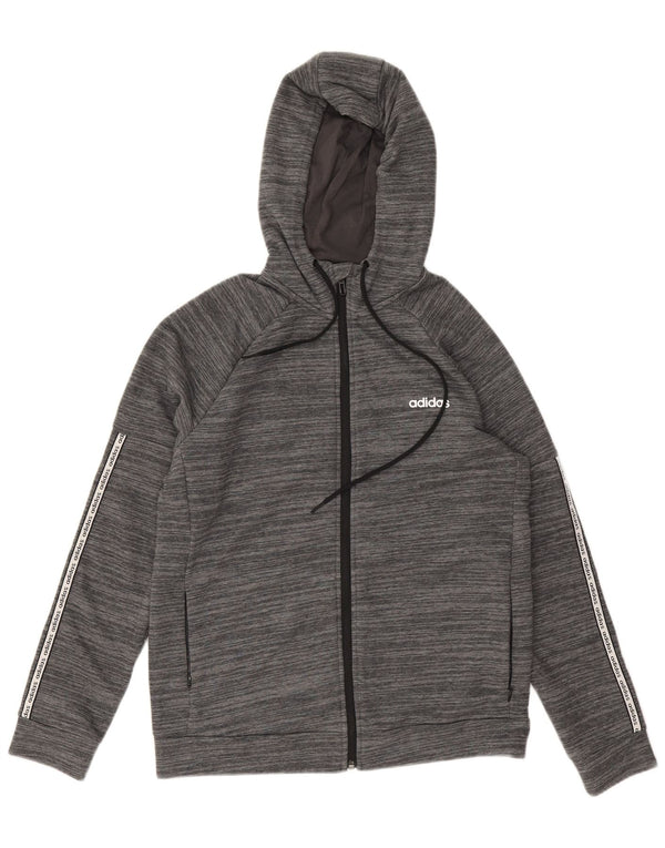 Maglione con cappuccio e zip Adidas Climalite da donna UK 12/14 Grigio medio chiazzato