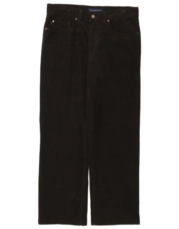 Pantaloni Casual Dritti Donna Trussardi W33 L28 Cotone Marrone