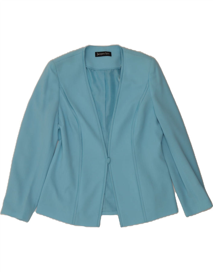JACQUES VERT Womens 1 Button Blazer Jacket UK 14 Medium Blue Polyester Vintage Jacques Vert and Second-Hand Jacques Vert from Messina Hembry 