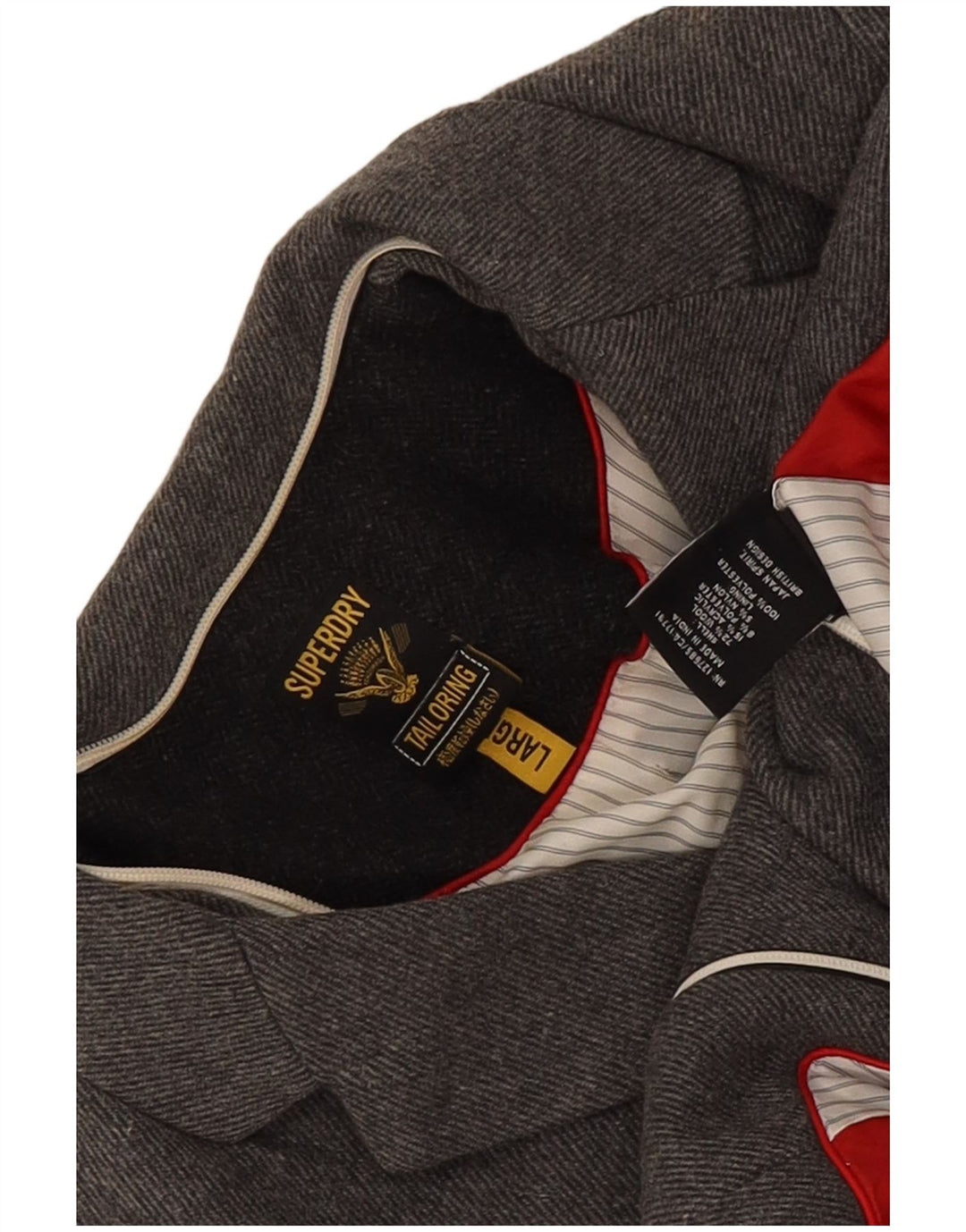 Giacca blazer da donna a 2 bottoni Superdry UK 14 grande lana grigia