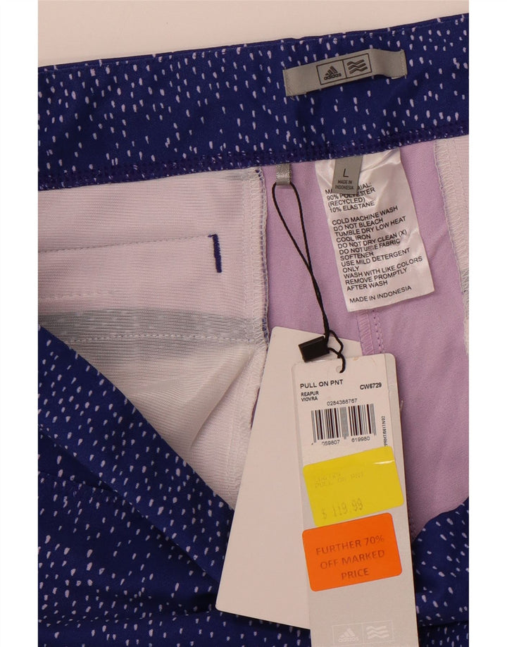 Leggings corti da donna ADIDAS UK 16 grande poliestere maculato blu