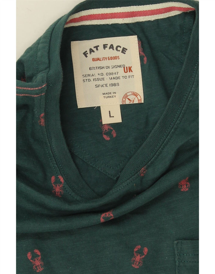 T-shirt da uomo Fat Face Top grande in cotone maculato verde